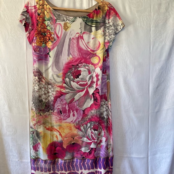 CLASS ROBERTO CAVALLI Vintage Midi Shift Dress Floral Print Size 14 - Picture 10 of 13